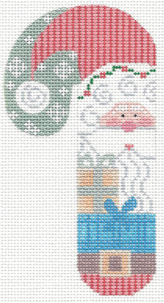 Santa w/present Candy Cane Ornament