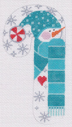 Snowman Peppermint Candy Cane Ornament