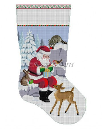 Santa and Animals Wrapping Presents Stocking