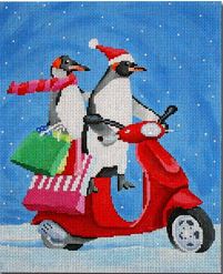 Penguins on Scooter Shopping