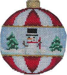 Snowman Trees/Red Stripes Ornament