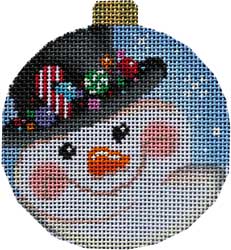 Snowman Round Top Hat Ornament