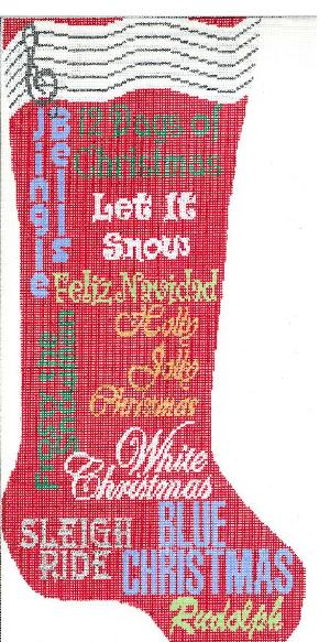 Christmas Carol Stocking - Red
