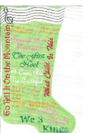 Christmas Carol Stocking - Green