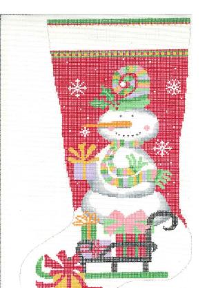 Snowman Stocking - Red