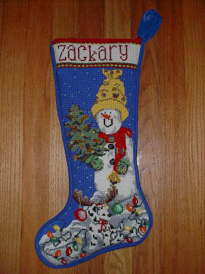 Snowman Stocking - Blue