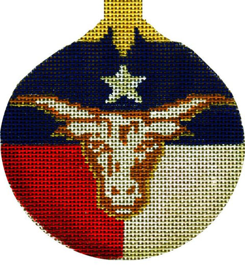 Lone Star w/ Long Horn Round Ornament