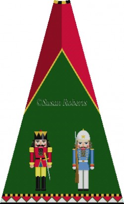 Red King and Blue Policeman Nutcracker Tree Skirt Panel (with background)