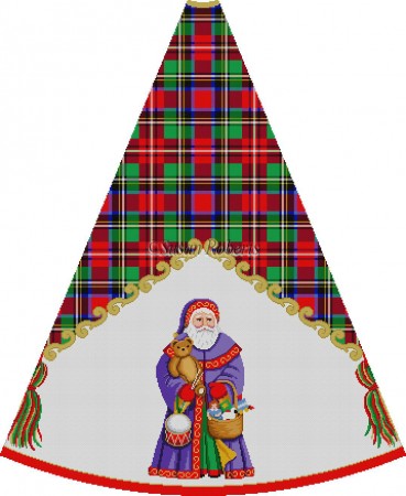 Grape Robe Santa with Toy Basket - Tartan Santa Tree Skirt