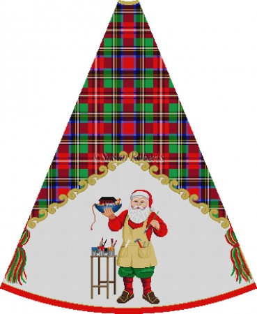 Santa Painting Ark - Tartan Santa Tree Skirt
