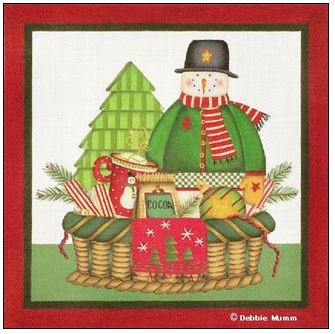 Stiped Scarf Snowman Basket