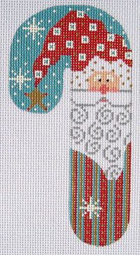 Red & Blue Santa Candy Cane Ornament