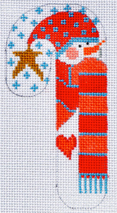 Striped Snowman Candy Cane