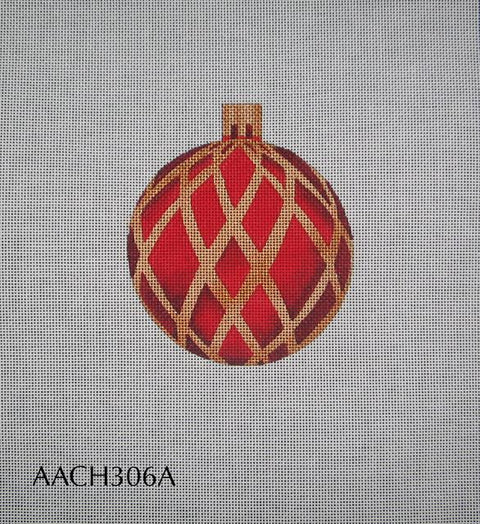 Reds with Gold Cage Christmas Ball