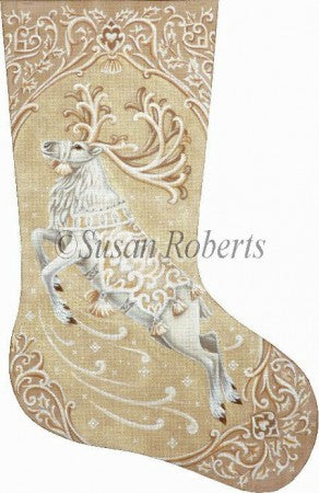 Ivory Reindeer Stocking