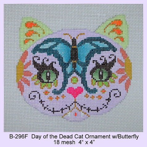 Day of the Dead Cat Ornament With Butterfly