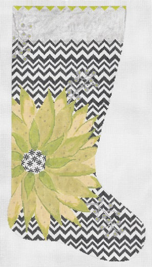 Green Poinsettia Stocking
