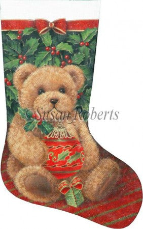 Holly Bear Stocking - 18ct