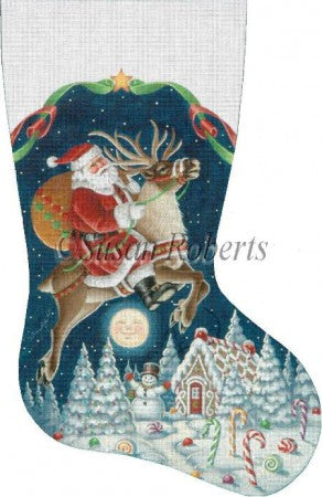 Santa on Reindeer Stocking