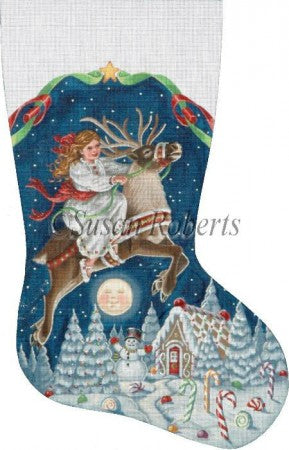 Girl on Reindeer Stocking