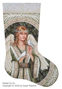 Evergreen Angel Stocking - 13ct