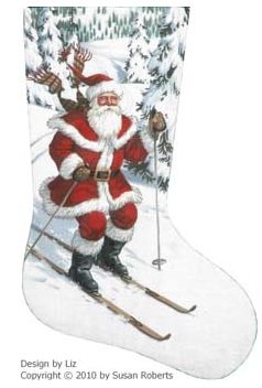 Santa Skier Stocking - 13ct