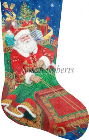 Santa's On His Way Stocking - 13ct