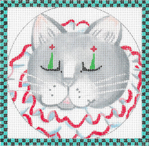 Cat Ornament With Border - Clown