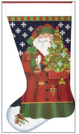 Red Bird Santa Stocking