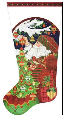 Red Bird Santa Stocking