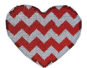 Red/White Chevron Heart Lg