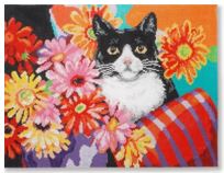 Cat w/Flowers