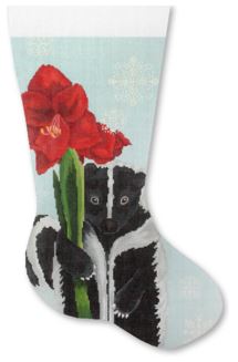 Skunk w/Amaryllis Stocking