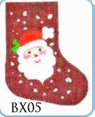 Santa On Burgundy Mini Stocking