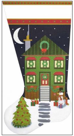 Green Christmas House Stocking