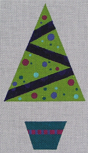 Green Tree w/ Purple Dots Ornament