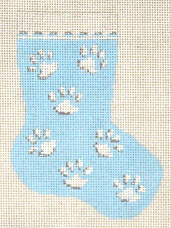 Blue Paw Prints Mini Stocking