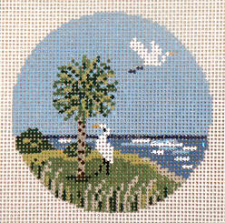 Egrets and Palmetto Ornament