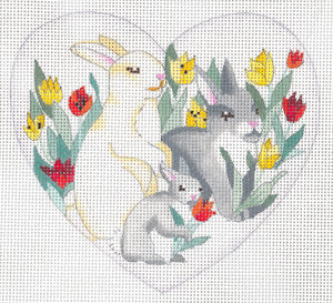 Sweetheart Bunnies Heart Ornament