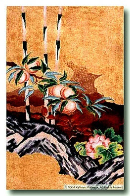 Peaches and Peonies - Center Panel