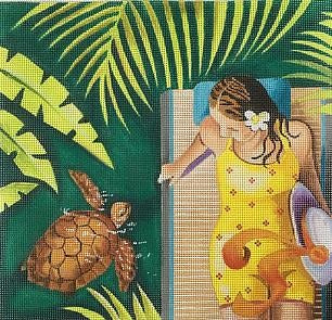 Woman Watching Turtle