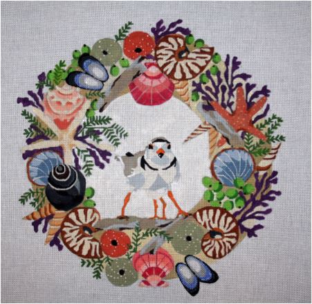 Plover and Chick in Seaside Wreath