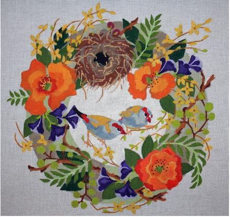 Finches In Spring Wreath