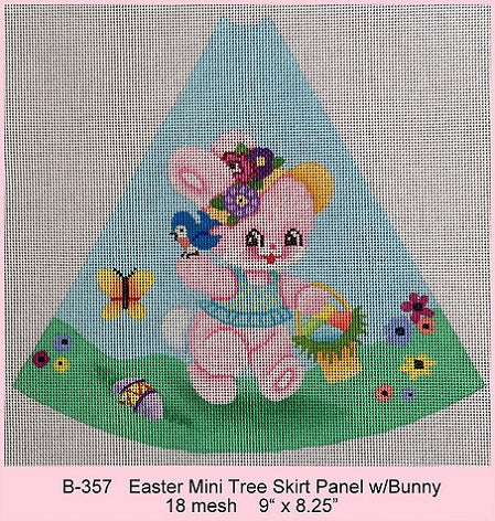 Mini Easter Tree Skirt Panel With Pink Bunny