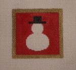 Snowman On Red Background