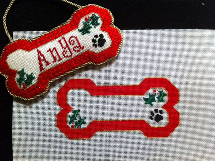 Red Dog Bone Ornament - Stitch Guide