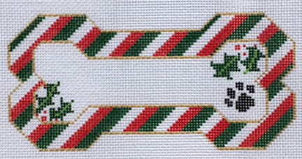 Christmas Stripes Bone Ornament
