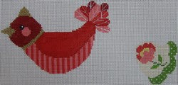 Red Bird With Flower