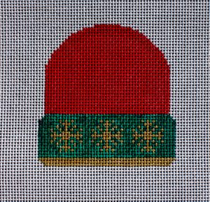 Stocking Cap - Red With Gold Snowflakes