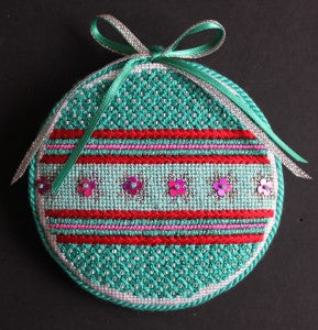 Stitch Guide for Teal and Pink With Stars In Center Ornament